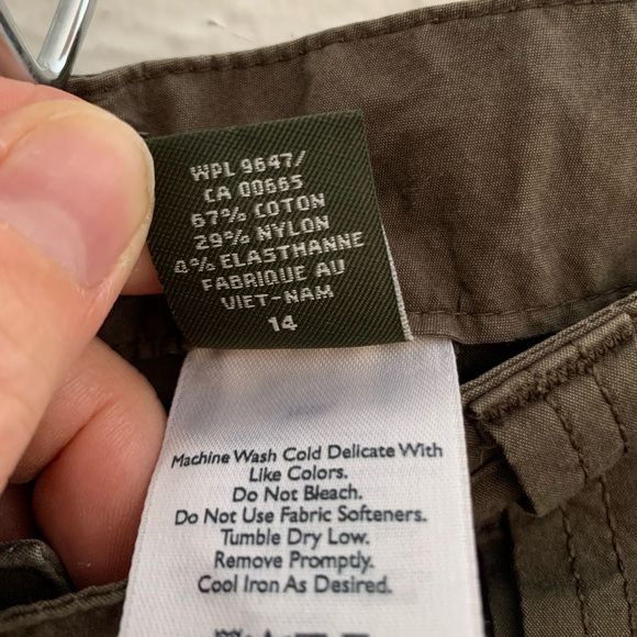 Eddie Bauer Olive Green Convertible Hiking Cargo Pants Roll Up Leg Drawstring - Picture 4 of 8